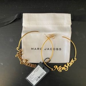 Marc Jacobs New York Hoop Earrings (Gold)